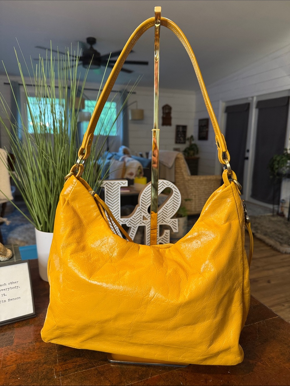HOBO Bright Mustard Yellow Leather Shoulder Bag